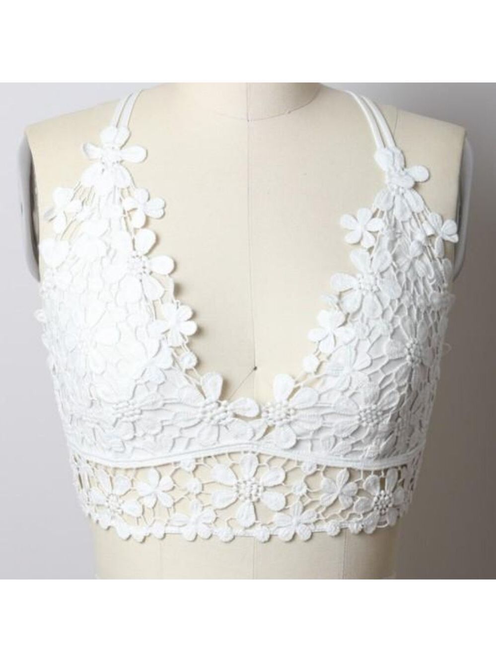 BIBI Sweet Daisy Crochet Lace Padded Bralette Size 1XL